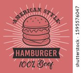 american style hamburger beef.... | Shutterstock .eps vector #1595576047