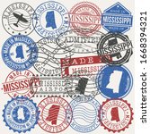 mississippi  usa set of stamps. ... | Shutterstock .eps vector #1668394321