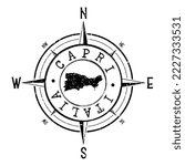 Capri Italy Stamp Map Compass...