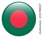 The flag of Bangladesh. Flag icon. Standard color. A round flag. 3d illustration. Computer illustration. Digital illustration. Vector illustration.