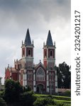 Small photo of church of Saint Peter Ad vincula, neogothic monument from 1894 by architect Emilio Torriente, in Cobreces, Alfoz Lloredo, Cantabria, Spain, Europe