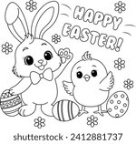 cute bunny and chick saying...