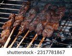 Small photo of grilled beef and pock skewers BBQ camping