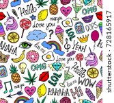 seamless pattern from stickers... | Shutterstock .eps vector #728165917