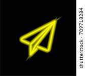 paper plane yellow glowing neon ... | Shutterstock .eps vector #709718284
