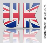 3d Uk  Word With British Flag