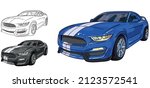 sport car mustang with two... | Shutterstock .eps vector #2123572541