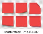red post note set vector. notes ... | Shutterstock .eps vector #745511887