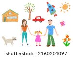 children's drawing. happy... | Shutterstock .eps vector #2160204097
