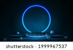 empty blue podium for product... | Shutterstock .eps vector #1999967537