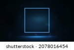 square neon blue frame in dark... | Shutterstock .eps vector #2078016454