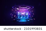 neon casino slot machine with... | Shutterstock .eps vector #2101993831