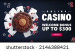 online casino  blue banner with ... | Shutterstock .eps vector #2146388421