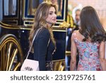 Small photo of Spanish Queen Letizia and Jordan Queen Rania during a visit to Escuelas Taller y Talleres de Empleo Patrimonio Nacional on occasion of her oficial visit to Spain in Madrid on Monday, 19 June 2023.