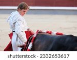 Small photo of the bullfighter Borja Jimenez during the bullfight of Corrida de Toros in the Plaza de las Ventas in Madrid, Jule 16, 2023 Spain