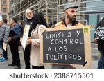 Small photo of Right-wing protesters protest during a demonstration against the amnesty and against the impeachment of Pedro Sanchez in front of the Congress of Deputies in Madrid, November 15, 2023, Spain