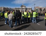 Small photo of Protesters arrive on tractors in front of the Puerta de Alcala during a farmers' protest to denounce the European agricultural policy in Madrid, on February 21, 2024. Spain