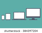 set of display  laptop  tablet... | Shutterstock .eps vector #384397204
