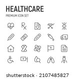 set of healthcare line icons.... | Shutterstock .eps vector #2107485827