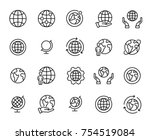 simple set of globe related... | Shutterstock .eps vector #754519084