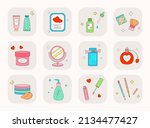 set of cute cosmetic icons... | Shutterstock .eps vector #2134477427