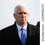 Small photo of Poland, Auschwitz-Birkenau - 15 February 2019: current vice president of the United States of America Mike Pence (Michael Richard Pence) during visit in german concentration camp Auschwitz-Birkenau