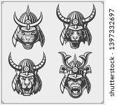 set of samurai warrior masks... | Shutterstock .eps vector #1397332697