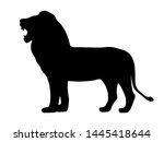 black silhouette growling lion. ... | Shutterstock .eps vector #1445418644