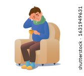 sick man with a cold disease... | Shutterstock .eps vector #1631949631