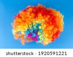 Funny Party concept Rainbow Clown Wig Fluffy Afro Synthetic Cosplay Anime Fancy Wigs Festive Background 
