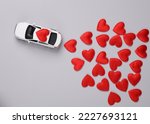 Toy Car With Hearts On Gray...