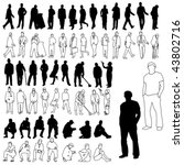 lots of men silhouettes   line... | Shutterstock .eps vector #43802716