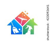 cleaning service logo design... | Shutterstock .eps vector #423092641