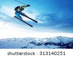 Skier jumps