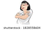 woman crossed arms character... | Shutterstock .eps vector #1828558604
