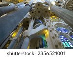 Small photo of Temple Sagrada Familia, Barcelona, Spain - July 25th 2016: large Catholic temple in ​​​​​​Catalonia, designed by the Catalan architect Antoni Gaudi, and considered by many critics as his masterpiece