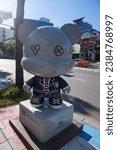 Small photo of Seoul, South Korea - Sept 20, 2017: EXO Gangnam Doll found along K Star Road in Seoul South Korea. EXO GangnamDol on the Hallyu K-STAR Road in Seoul Gangnam District. South Korean K-pop music group.