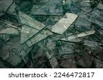 Broken flat glass panes in the recycling container