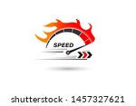 speed of flaming speedometer... | Shutterstock .eps vector #1457327621