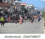 Small photo of Imphal, Manipur, India-September 21, 2023: Irate mob blocking National Highways under 'Jail fill protest'