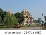 Small photo of Howrah, India - Nov 25 2023: Belur Math, the headquarters of the Ramakrishna Mission, is a popular pilgrimage site and features an amalgamation of Hindu, Islamic, Buddhist and Christian motifs