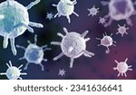 Virus cells in dark purple...