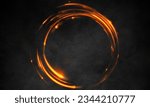 Small photo of Fiery circle of life on black smoke backdrop. Round symbolism, fire sparks depict the eternal rhythm of existence and transformation.