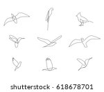 one line birds set. vector... | Shutterstock .eps vector #618678701