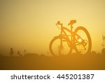 silhouette of retro bicycle in... | Shutterstock . vector #445201387