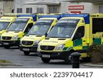 Small photo of Ambulances sit parked at a hospital as NHS junior doctors go on strike for 24 hours on February 10, 2015 in Bath, UK. The strike was in opposition to government plans to introduce new contracts.