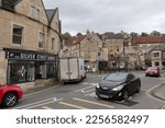 Small photo of Traffic passes along a street in the old town centre on November 10, 2022 in Bradford on Avon, UK. The historic Wiltshire town is infamous for its traffic jams and road bottlenecks.