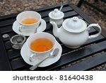 Tea Set On A Wooden Table