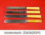 Small photo of Vintage Dinner Knives by F. T. Woodman and Son. Ironmonger. Tonbridge. Genius. Firth Brearley Stainless Steel. – 9 May 2023 – Wales,UK