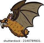 cartoon vampire bat with fangs... | Shutterstock .eps vector #2140789831
